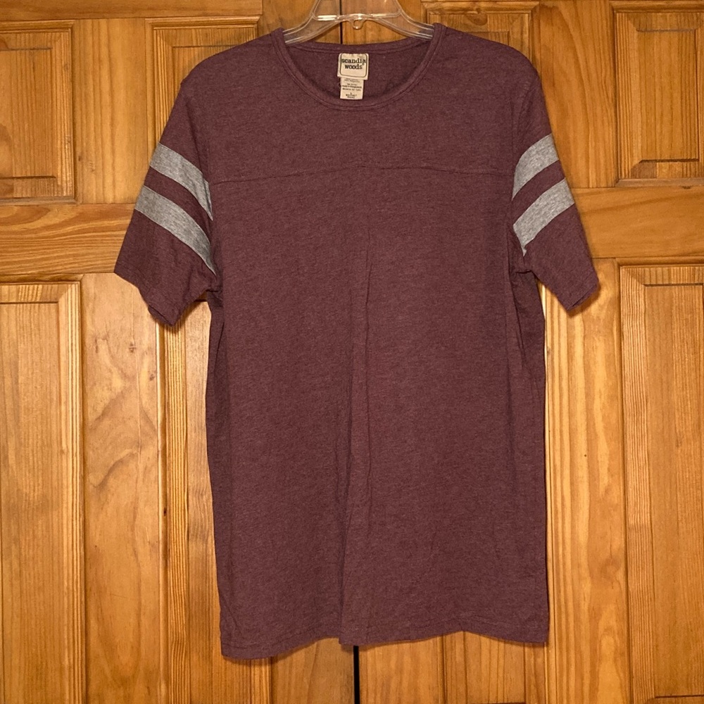 NWOT Scandia Woods Vintage 90s Top Short Sleeve Tee T Shirt Red Gray L Large